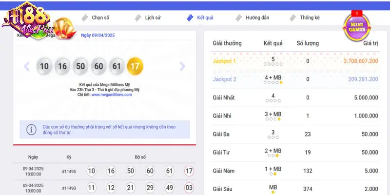 Kết quả quay số Mega Millions cập nhật nhanh chóng 
