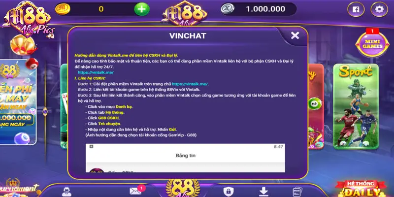 Phần mềm Vintalk giúp liên hệ M88vin an toàn, bảo mật cao 