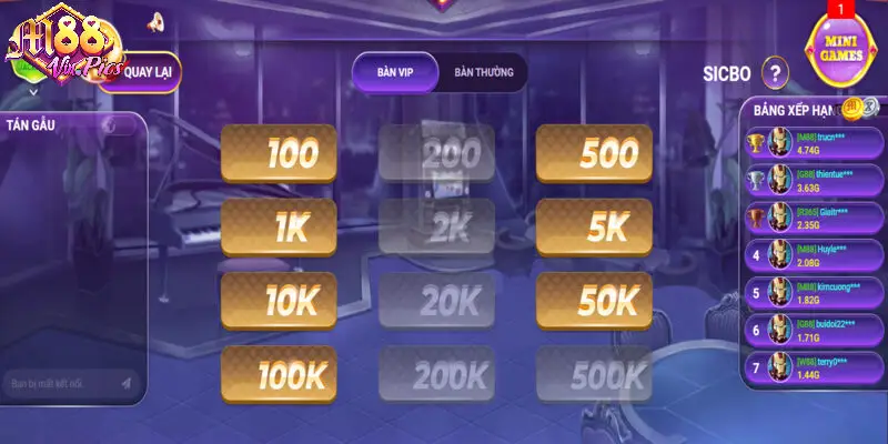 Sicbo M88vin bàn VIP lựa chọn dành cho dân chơi 